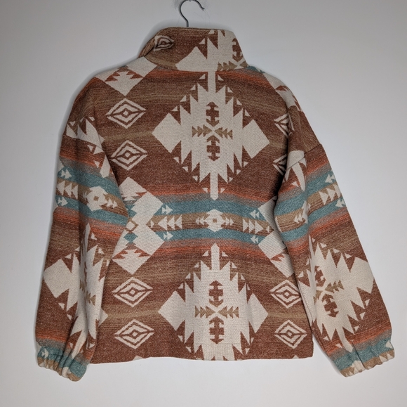 New In Aztec Southwest Print Quarter Zip Pullover Sweater S Cream Rust - Picture 9 of 9